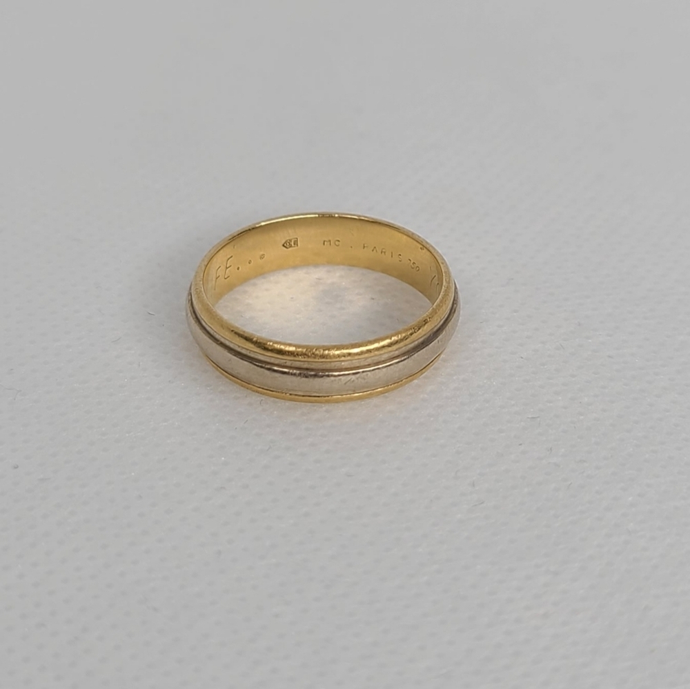 18k Two Tone Solid Gold Men Women Band Ring Sz 9